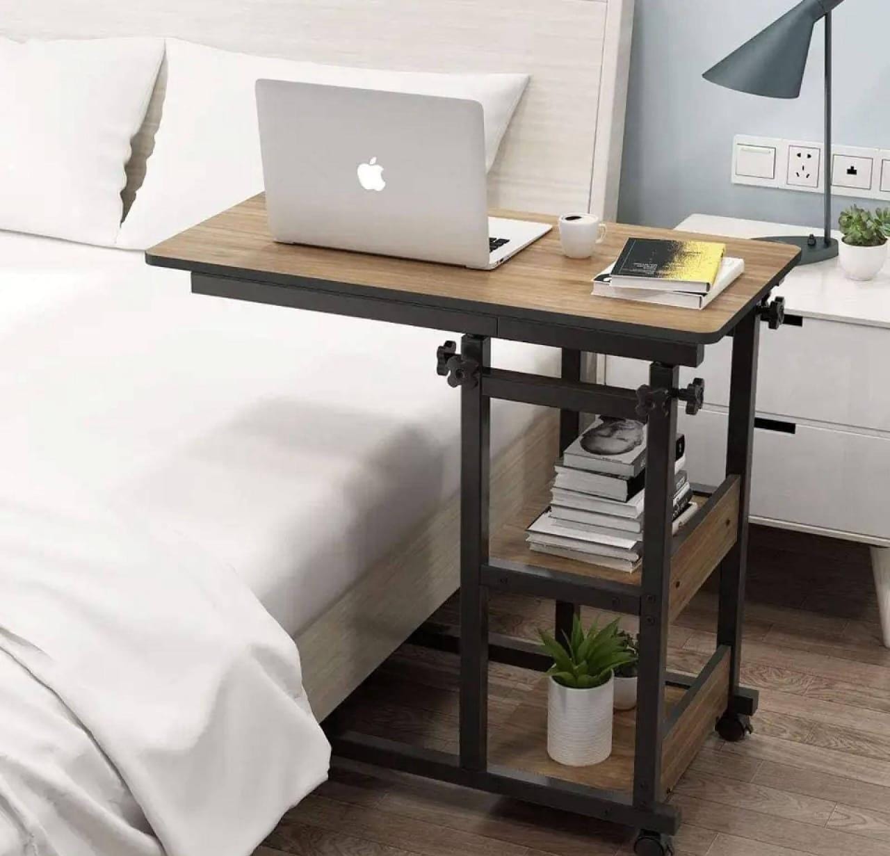 Wooden Adjustable Laptop Side Table For Sofa And Bed