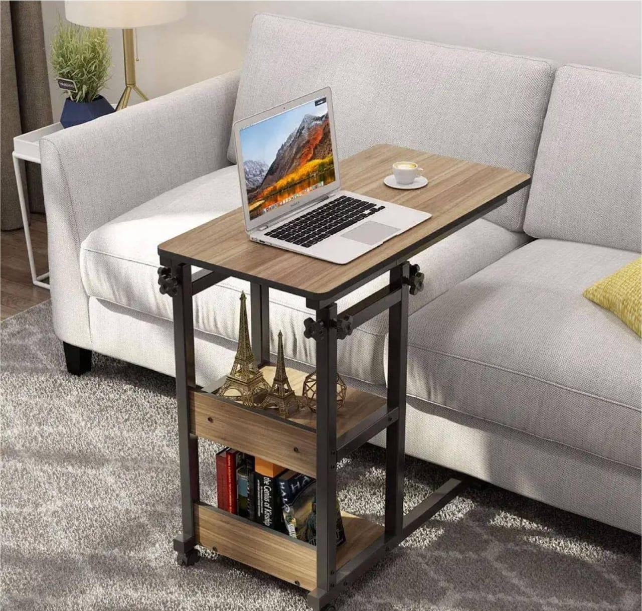 Wooden Adjustable Laptop Side Table For Sofa And Bed