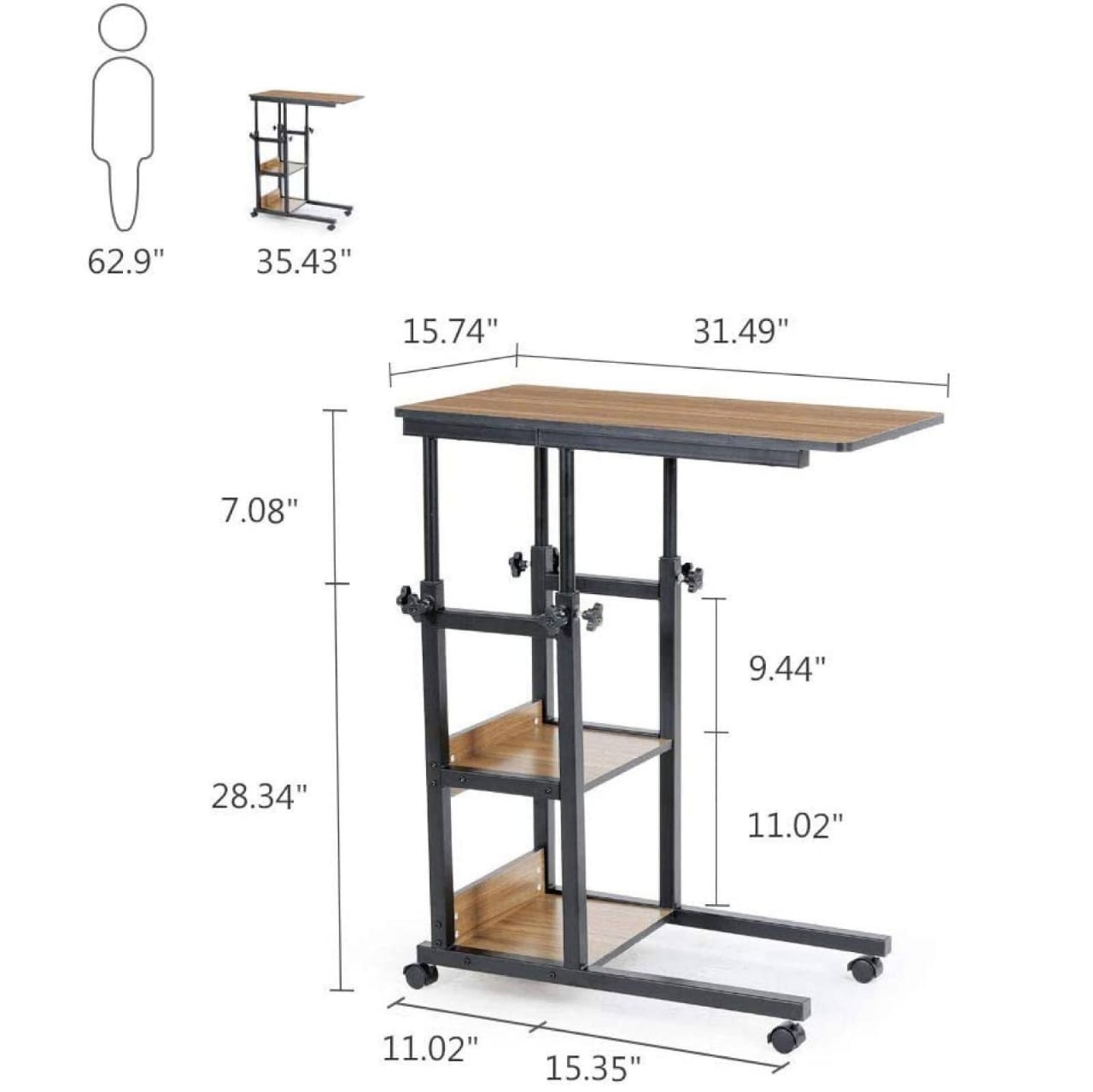 Wooden Adjustable Laptop Side Table For Sofa And Bed