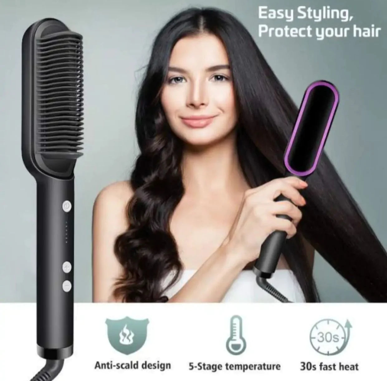 Heat Control Straightener Brush